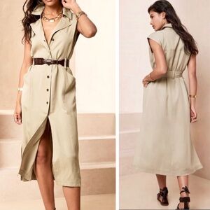 Banana Republic Factory Sleeveless Button-Front Shirtdress w/ Belt & Pockets, M